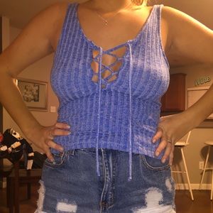 knit blue tank